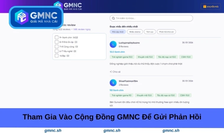 Tham gia vào cộng đồng GMNC để gửi phản hồi